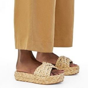 ZARA raffia platform slides sandal sz41/ 10